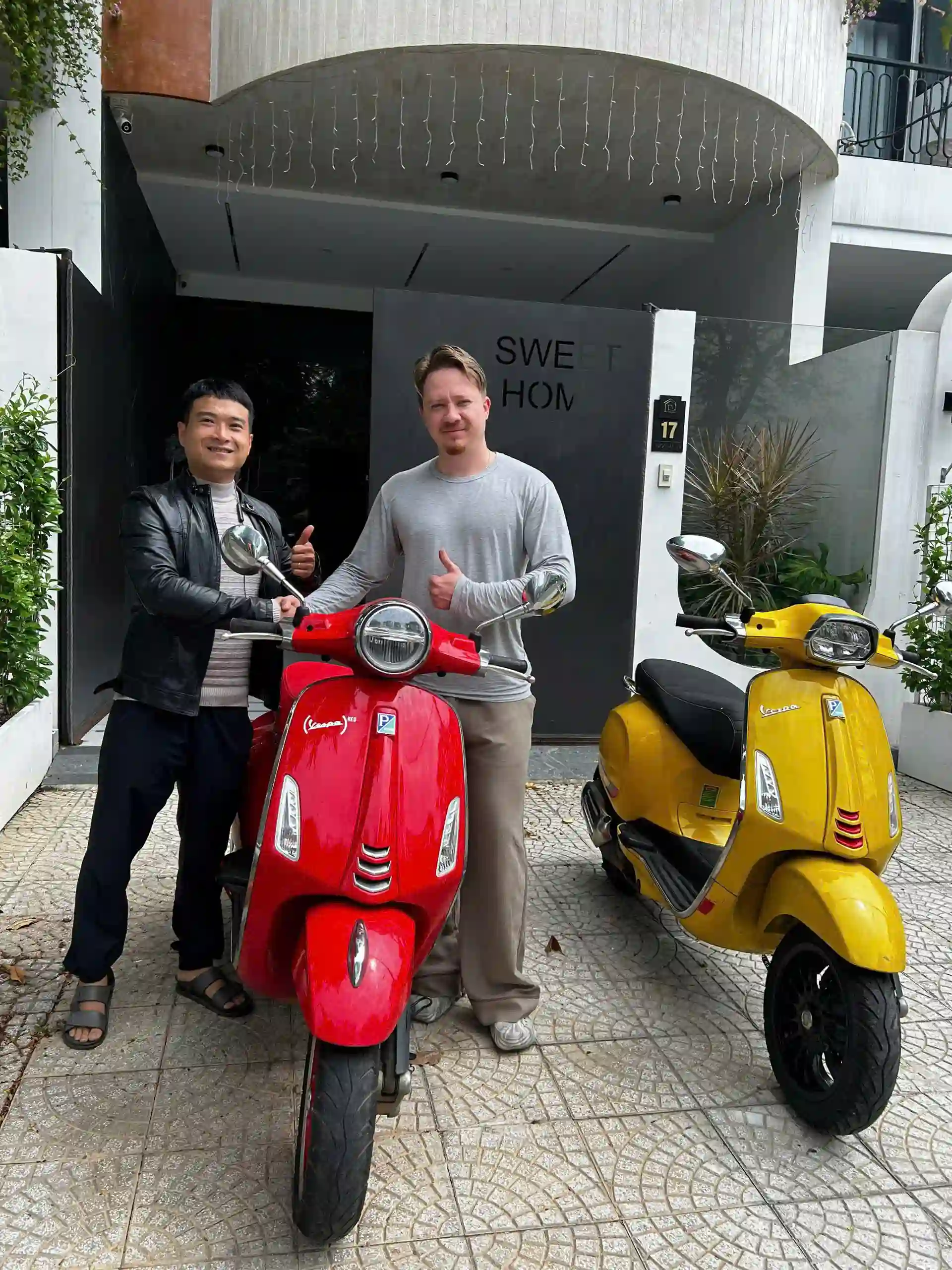 Travelers exploring Son Tra Peninsula on a DanangBike scooter